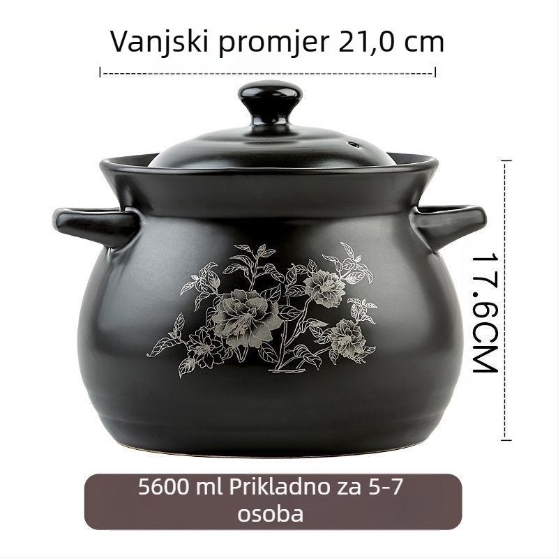 Kangshu keramička posuda za juhu, lonac za varivo, posuda za kuhanje, kućanski porculanski lonac velikog kapaciteta, lonac za kašu, otvoreni plamen, izravno izgaranje, toplinski otporni plinski lonac
