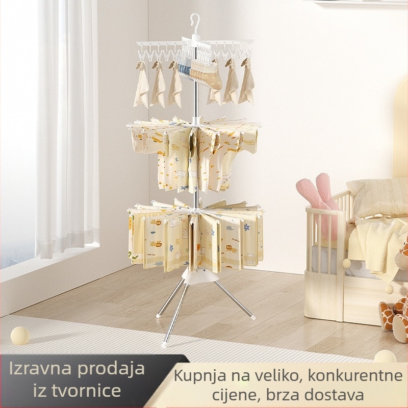 Veleprodajni stalak za sušenje dječjih pelena, višenamjenski pomični stalak za ručnike u obliku stabla za balkon, višeslojni stalak za sušenje dječjih pelena