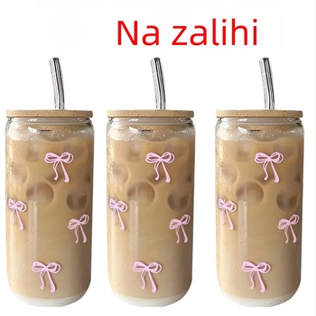 Amazon 16oz Bow High Borosilikatno staklo UV digitalni tisak Coca-Cole limenka velikog kapaciteta slamkasta čaša