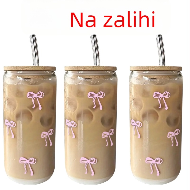 Amazon 16oz Bow High Borosilikatno staklo UV digitalni tisak Coca-Cole limenka velikog kapaciteta slamkasta čaša