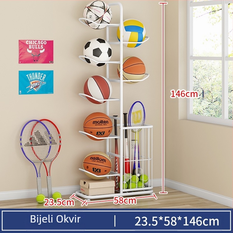 Stalak za pohranu dječje košarkaške loptice, višeslojni stalak za pohranu kućanskih loptica, podna košara za pohranu igračaka, reketa za stolni tenis, badminton...