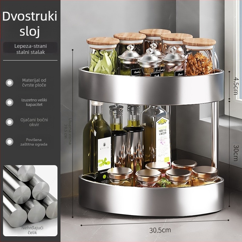 Stalak za pohranu kuhinjskih začina od nehrđajućeg čelika, stolni višenamjenski uski stalak za začine, ulje, sol, umak, ocat