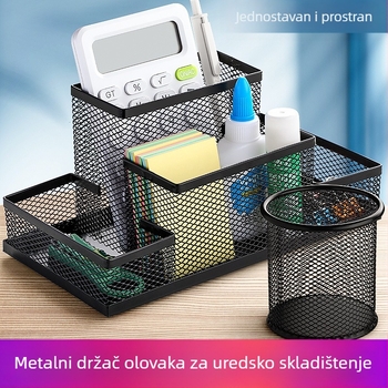 Višenamjenski metalni držač za olovke s velikim kapacitetom za držanje olovki, držač za olovke za studentske potrebe, držač za olovke, pohrana kreativnog uredskog pribora