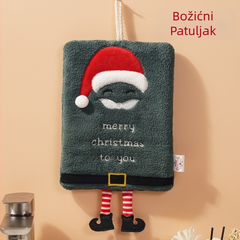 Božićni ručnik može se objesiti, debeli ručnik od koraljnog flisa, kuhinjski upijajući, brzosušeći ručnik od crtanog filma, novi