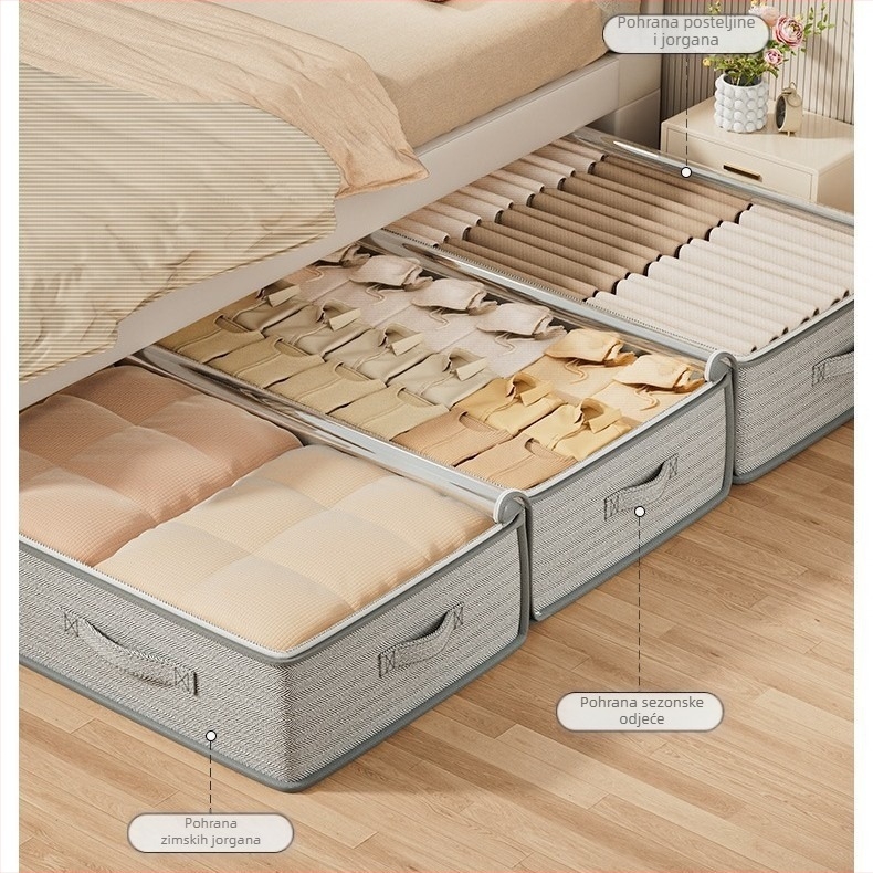 Kutija za pohranu kreveta, kućanska odjeća, prošivena tkanina, organker, prozirna sklopiva kutija za pohranu, vreća za pohranu kreveta