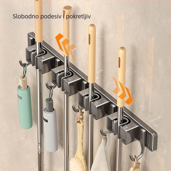 Zidna kopča za vješanje mopa, viseća metla za mop, neperforirana kuka za pričvršćivanje, okvir za kupaonicu, kupaonica, stražnja polica za vrata kupaonice, veleprodaja
