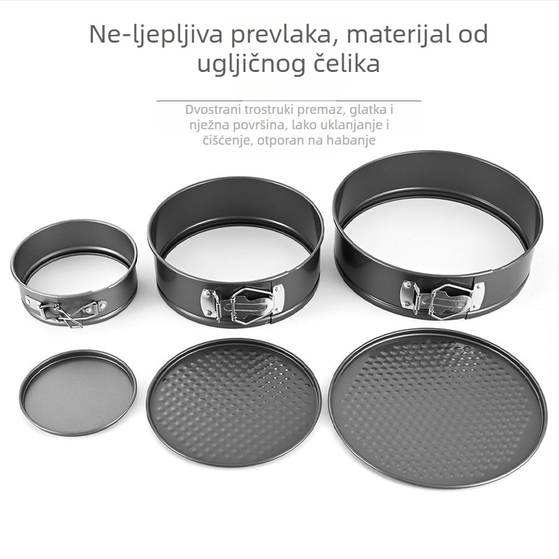 Okrugli kalup za torte 4-7-9 s kopčom za zaključavanje, kalup za pečenje od ugljičnog čelika, kalup za pečenje torti