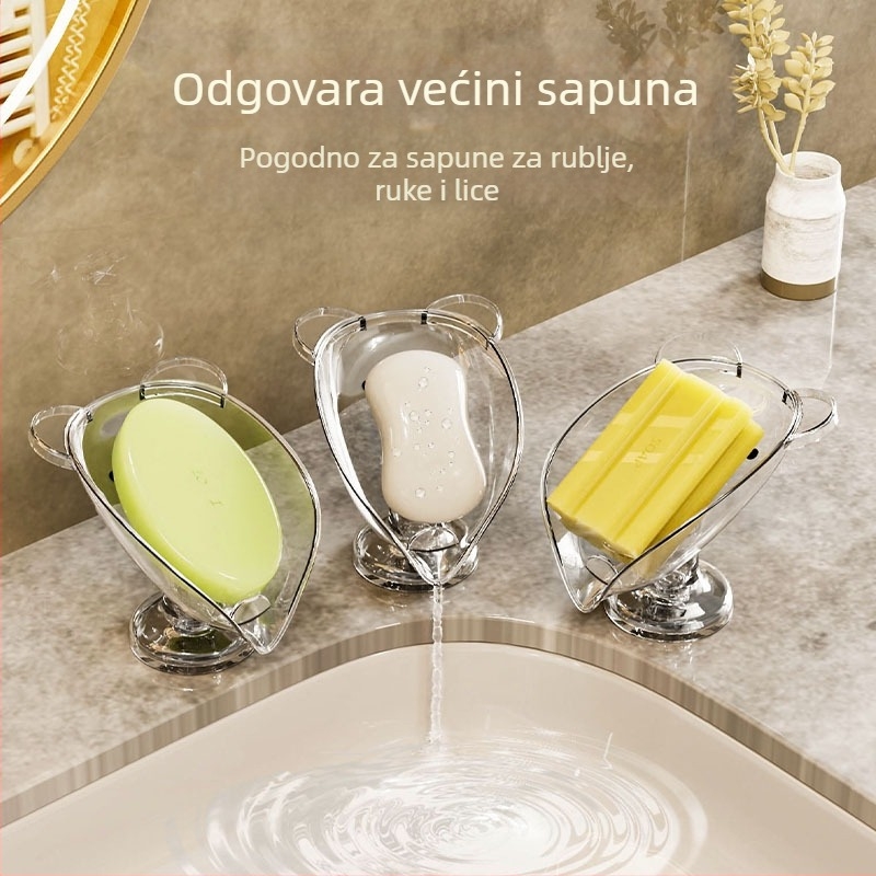 Kutija za sapun s odvodom za radnu površinu, bez bušenja, kućna svjetiljka, luksuzna vakuumska čaša, kutija za sapun u kupaonici, stalak za sapun u kupaonici