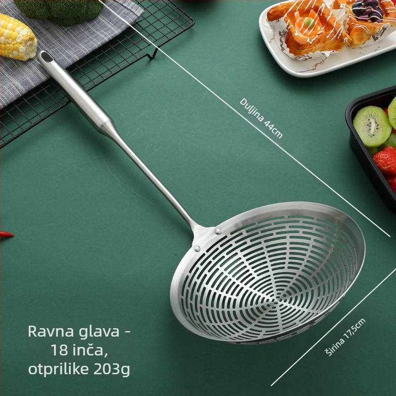 Cjedilo od nehrđajućeg čelika, ružino drvo s dugom ručkom, žlica za vrući lonac, veliko cjedilo za prženje, cjedilo za cijeđenje paprike, veliko cjedilo