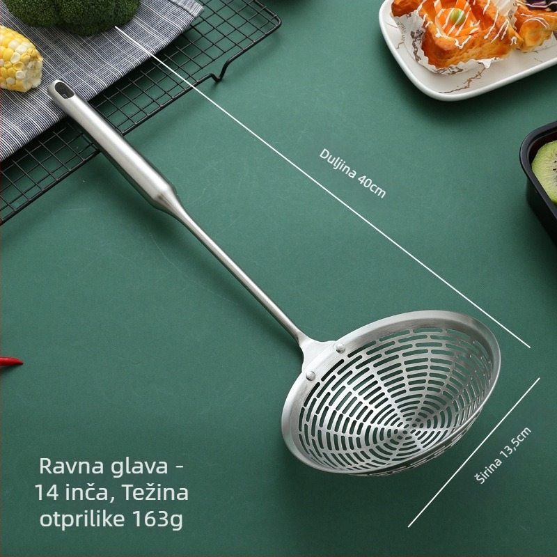 Cjedilo od nehrđajućeg čelika, ružino drvo s dugom ručkom, žlica za vrući lonac, veliko cjedilo za prženje, cjedilo za cijeđenje paprike, veliko cjedilo