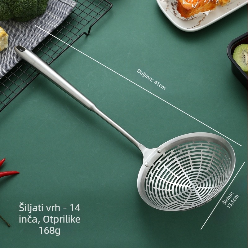 Cjedilo od nehrđajućeg čelika, ružino drvo s dugom ručkom, žlica za vrući lonac, veliko cjedilo za prženje, cjedilo za cijeđenje paprike, veliko cjedilo