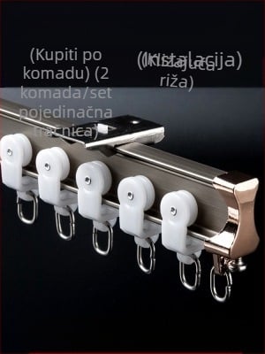 Kolotura za zavjese, gornja montaža, kuka, bočna montaža, zakrivljena tračnica, prozorski otvor od aluminijske legure, dvostruka tračnica, klizna vodilica za isključivanje zvuka
