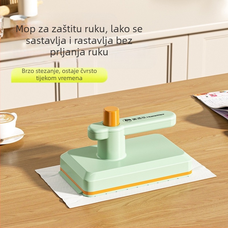Kuhinjski stolni mali mop, prijenosni, mijenja krpe, suha i mokra, dvostruka upotreba, struganje, integrirani alat za čišćenje, snažna dekontaminacija