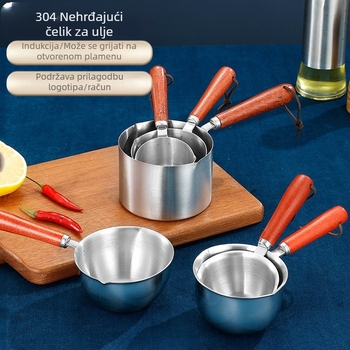 Lonac za prskanje ulja od nehrđajućeg čelika 316, kućanski lonac za dodatnu hranu, lonac za mlijeko, kuhinjski lonac za vruće ulje za kuhanje ulja, mini lonac za prskanje ulja