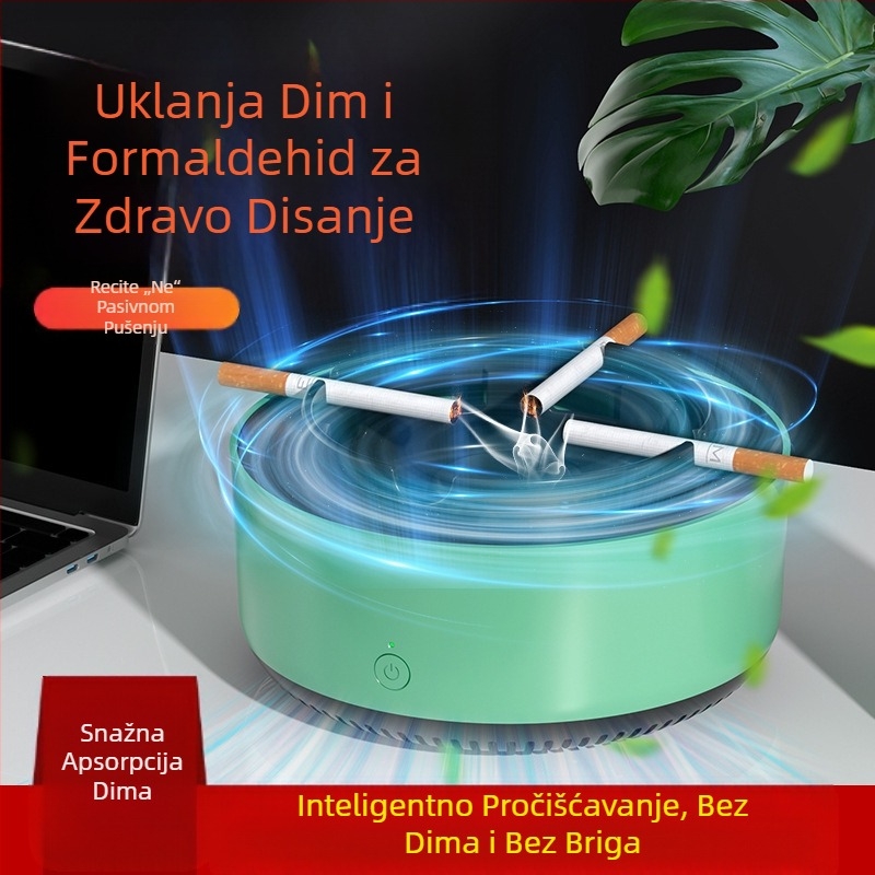 Pepeljara s pročišćivačem zraka, inteligentno uklanjanje sekundarnog dima, uklanjanje mirisa dima, dnevni boravak i ured, prenosno