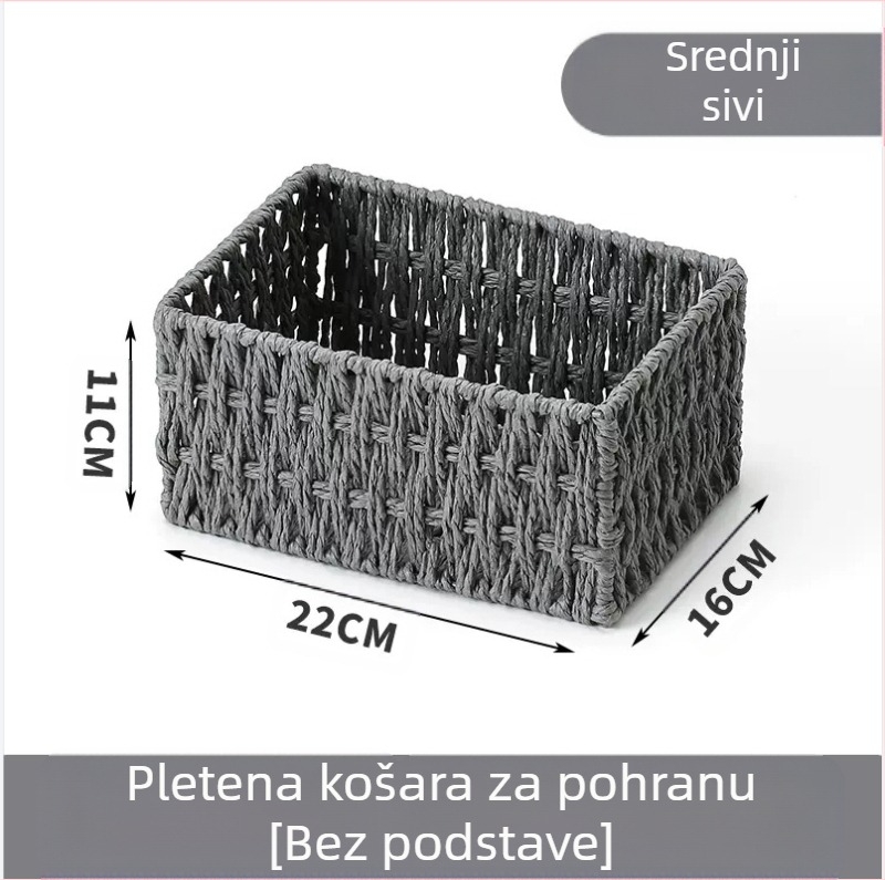 Košara za organizaciju sitnica za stolni rad, kutija za pohranu ključeva od ratana, kutija za daljinsko upravljanje, košara s papirnatim užetom i pletenim okvirom, košara za pohranu grickalica