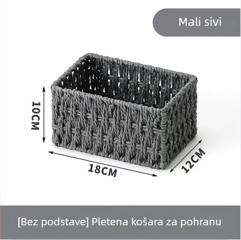 Košara za organizaciju sitnica za stolni rad, kutija za pohranu ključeva od ratana, kutija za daljinsko upravljanje, košara s papirnatim užetom i pletenim okvirom, košara za pohranu grickalica