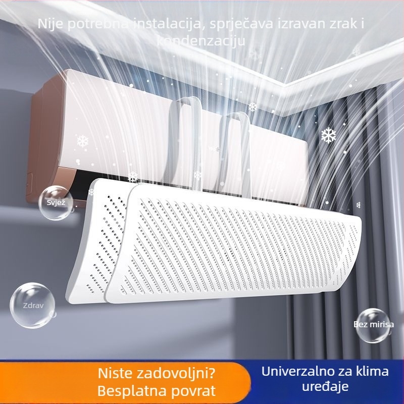 Pregrada klima uređaja, bez potrebe za ugradnjom, zadebljani vodič za hladni zrak, vjetrootporna pregrada za izlaz zraka, prošireni poklopac, za montažu na zid, univerzalni tip
