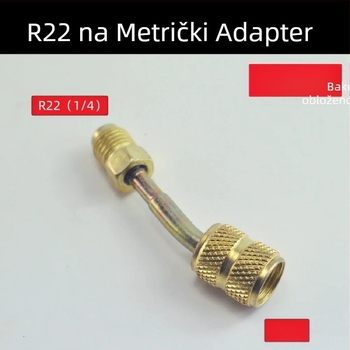 Sigurnosni ventil za punjenje fluorom klima uređaja, metrički inčni adapter, ventil za punjenje rashladnog sredstva, mesingano koljeno rashladnog sredstva R410 R22