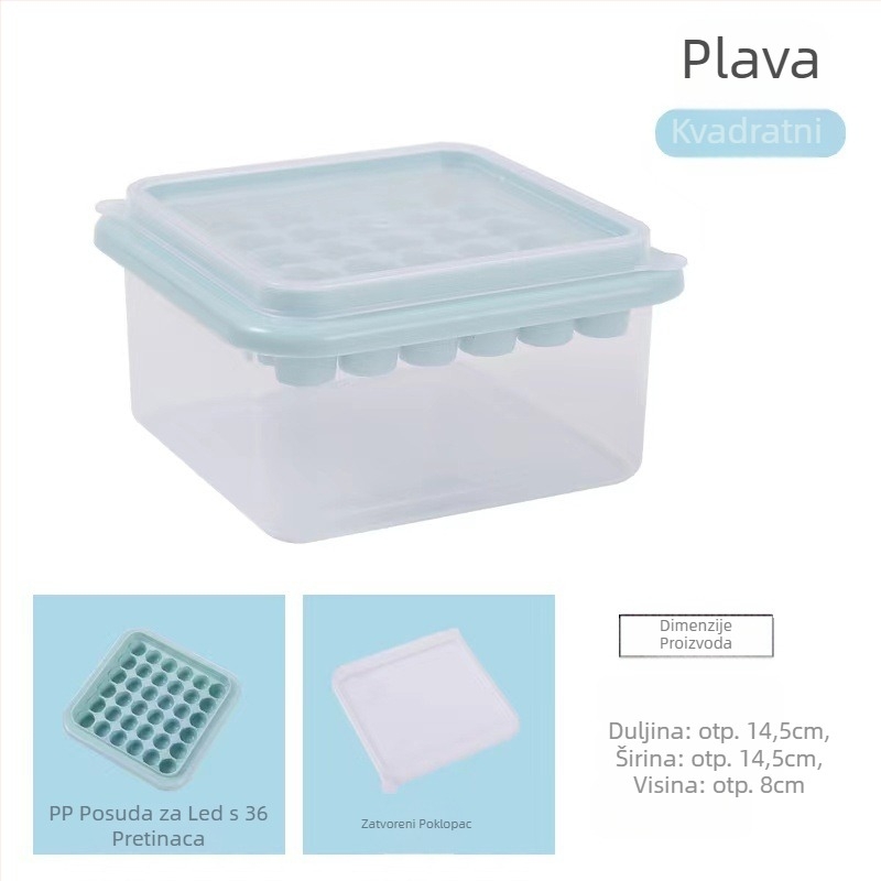 Kawashima House kalup za kocke leda, veliki kapacitet, silikonski kalup za kocke leda, kućna kutija za led s poklopcem, hladnjak, smrznuti artefakt kocke leda