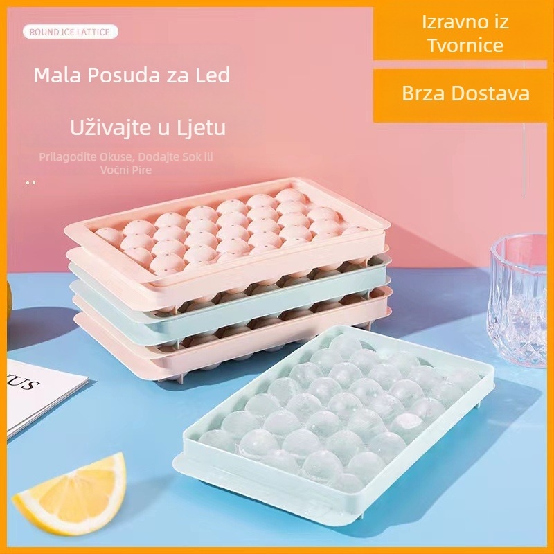 Kawashima House kalup za kocke leda, veliki kapacitet, silikonski kalup za kocke leda, kućna kutija za led s poklopcem, hladnjak, smrznuti artefakt kocke leda