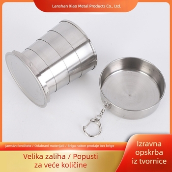 Prijenosna šalica za vino od nehrđajućeg čelika za putovanja, prijenosna, uvlačiva, sklopiva, šalica za vodu, šalica za vino, velika, srednja, mala veličina