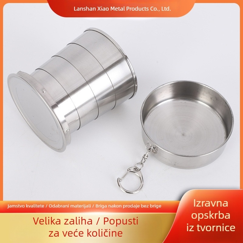 Prijenosna šalica za vino od nehrđajućeg čelika za putovanja, prijenosna, uvlačiva, sklopiva, šalica za vodu, šalica za vino, velika, srednja, mala veličina