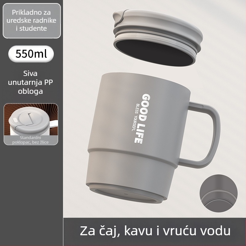 Izravna opskrba tvornice visokokvalitetnom šalicom za kavu od nehrđajućeg čelika 304 s uredskom šalicom za odvod čaja s poklopcem