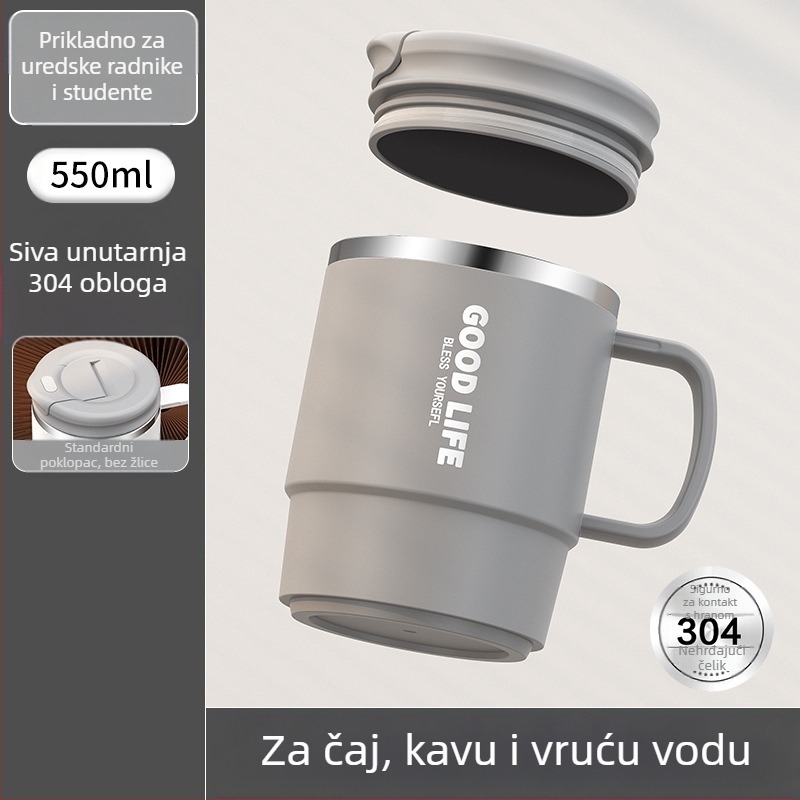 Izravna opskrba tvornice visokokvalitetnom šalicom za kavu od nehrđajućeg čelika 304 s uredskom šalicom za odvod čaja s poklopcem