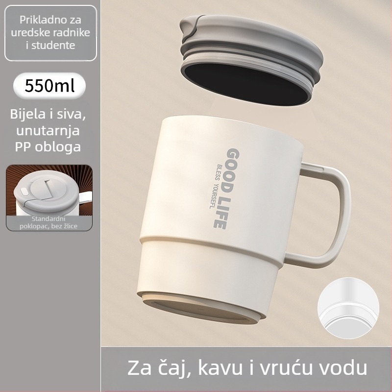 Izravna opskrba tvornice visokokvalitetnom šalicom za kavu od nehrđajućeg čelika 304 s uredskom šalicom za odvod čaja s poklopcem