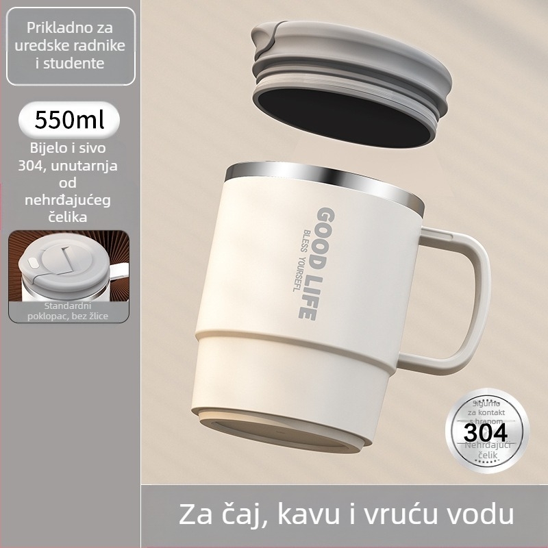 Izravna opskrba tvornice visokokvalitetnom šalicom za kavu od nehrđajućeg čelika 304 s uredskom šalicom za odvod čaja s poklopcem