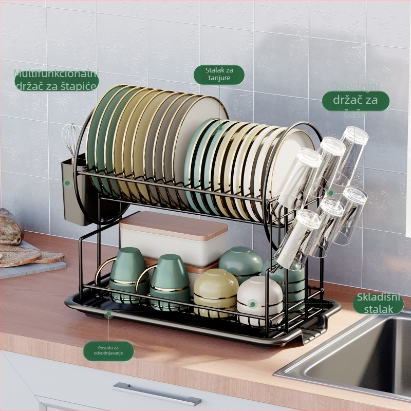 Kuhinjski stalak za zdjele i posuđe, višenamjenski stalak za posuđe za kućanstvo, stolni višenamjenski stalak za zdjele i štapiće za jelo, ormarić za pohranu rezača