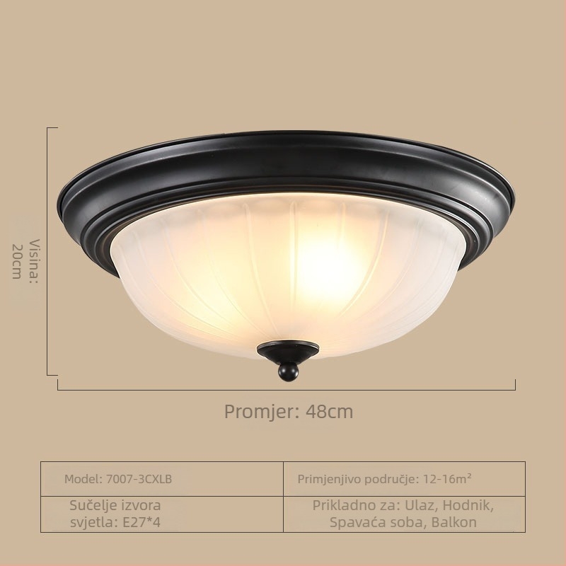 Američka stropna svjetiljka, okrugla svjetiljka za glavnu spavaću sobu, retro jednostavna svjetiljka za sobu, hodnik, ulazni hodnik, balkonske svjetiljke