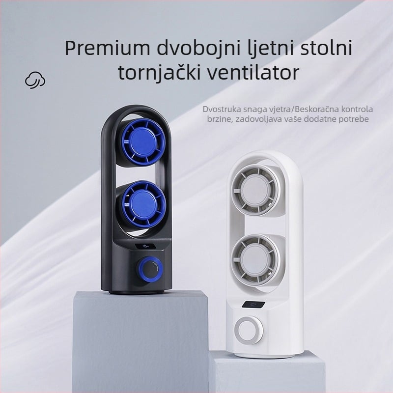 Novi USB punjivi stolni toranj ventilator, prekogranični kućni ured, mali ventilator s protresivom glavom, vanjski prijenosni mini ventilator