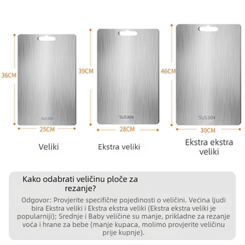 Daska za rezanje, antibakterijska, otporna na plijesan, kućna daska za rezanje voća od nehrđajućeg čelika, kuhinjska daska za rezanje, ljepljiva daska za rezanje povrća, kotrljajuća ploča od nehrđajućeg čelika