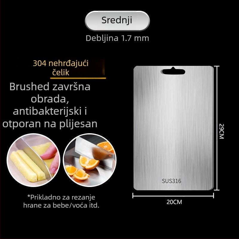 Daska za rezanje, antibakterijska, otporna na plijesan, kućna daska za rezanje voća od nehrđajućeg čelika, kuhinjska daska za rezanje, ljepljiva daska za rezanje povrća, kotrljajuća ploča od nehrđajućeg čelika