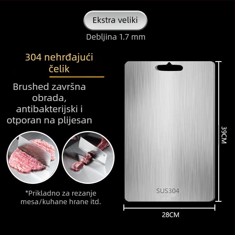 Daska za rezanje, antibakterijska, otporna na plijesan, kućna daska za rezanje voća od nehrđajućeg čelika, kuhinjska daska za rezanje, ljepljiva daska za rezanje povrća, kotrljajuća ploča od nehrđajućeg čelika