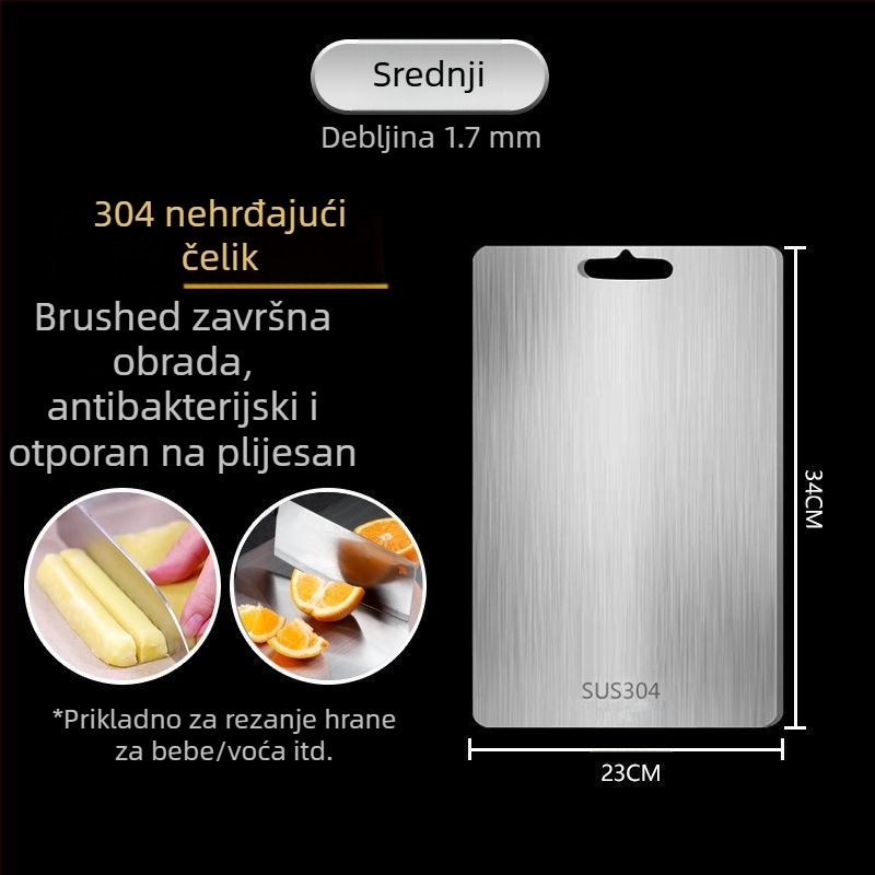 Daska za rezanje, antibakterijska, otporna na plijesan, kućna daska za rezanje voća od nehrđajućeg čelika, kuhinjska daska za rezanje, ljepljiva daska za rezanje povrća, kotrljajuća ploča od nehrđajućeg čelika