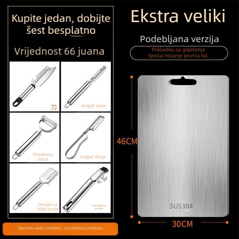 Daska za rezanje, antibakterijska, otporna na plijesan, kućna daska za rezanje voća od nehrđajućeg čelika, kuhinjska daska za rezanje, ljepljiva daska za rezanje povrća, kotrljajuća ploča od nehrđajućeg čelika
