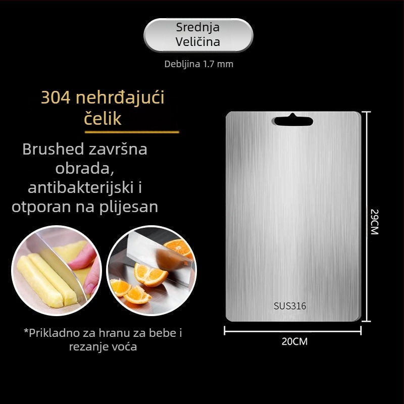 Daska za rezanje, antibakterijska, otporna na plijesan, kućna daska za rezanje voća od nehrđajućeg čelika, kuhinjska daska za rezanje, ljepljiva daska za rezanje povrća, kotrljajuća ploča od nehrđajućeg čelika