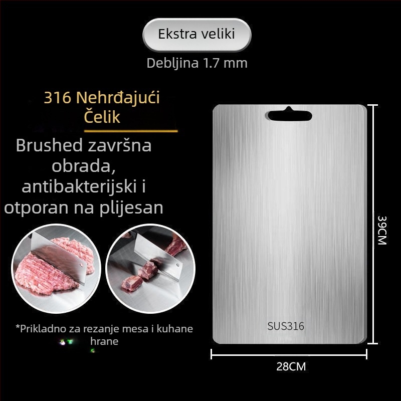 Daska za rezanje, antibakterijska, otporna na plijesan, kućna daska za rezanje voća od nehrđajućeg čelika, kuhinjska daska za rezanje, ljepljiva daska za rezanje povrća, kotrljajuća ploča od nehrđajućeg čelika