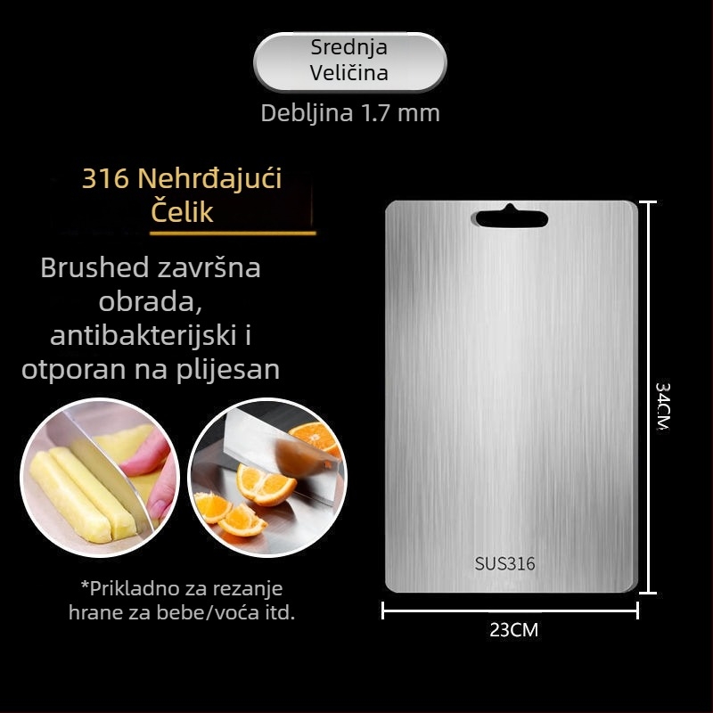 Daska za rezanje, antibakterijska, otporna na plijesan, kućna daska za rezanje voća od nehrđajućeg čelika, kuhinjska daska za rezanje, ljepljiva daska za rezanje povrća, kotrljajuća ploča od nehrđajućeg čelika