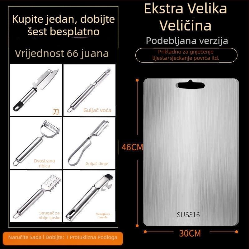 Daska za rezanje, antibakterijska, otporna na plijesan, kućna daska za rezanje voća od nehrđajućeg čelika, kuhinjska daska za rezanje, ljepljiva daska za rezanje povrća, kotrljajuća ploča od nehrđajućeg čelika