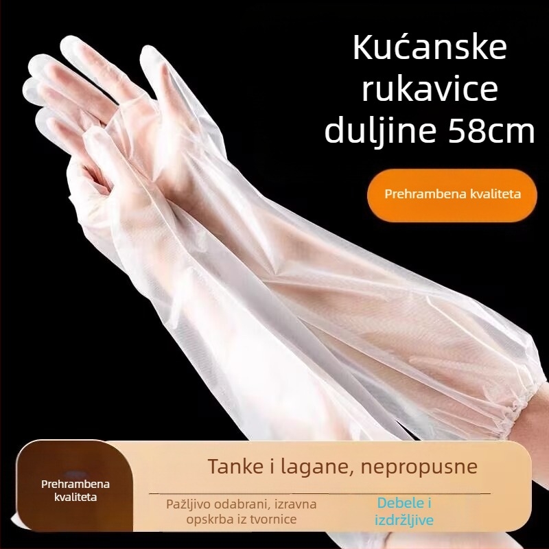 Podstavljene jednokratne rukavice s dugim rukavima, CPE zadebljane, vodootporne i uljne, kuhinjske rukavice za čišćenje kućanskih poslova