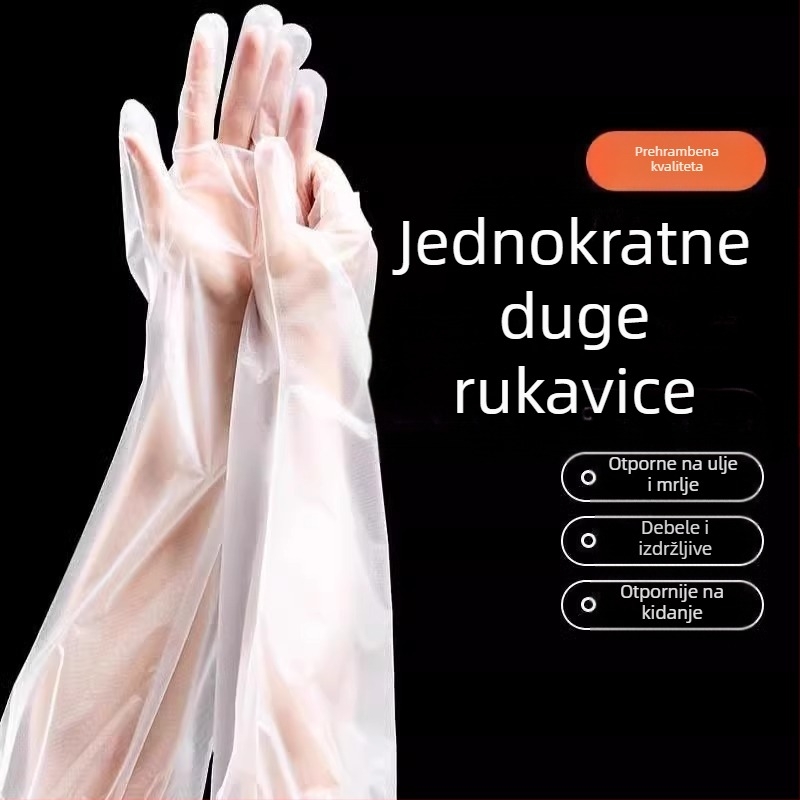 Podstavljene jednokratne rukavice s dugim rukavima, CPE zadebljane, vodootporne i uljne, kuhinjske rukavice za čišćenje kućanskih poslova