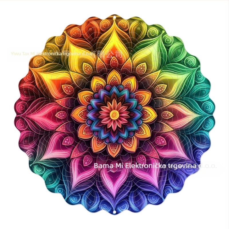 Prekogranična tvornica izravno 3D rotirajući vjetar u boji rotirajućeg vjetrenog zvona za metalni viseći ukras u dvorištu i vrtu