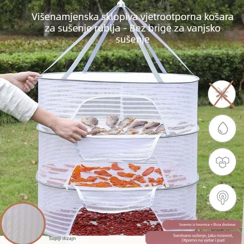 Mreža za sušenje povrća u kućanstvu, mreža za sušenje ribe, rotkvica, slatki otrovni artefakt, protiv muha, sklopiva mreža za sušenje mesa