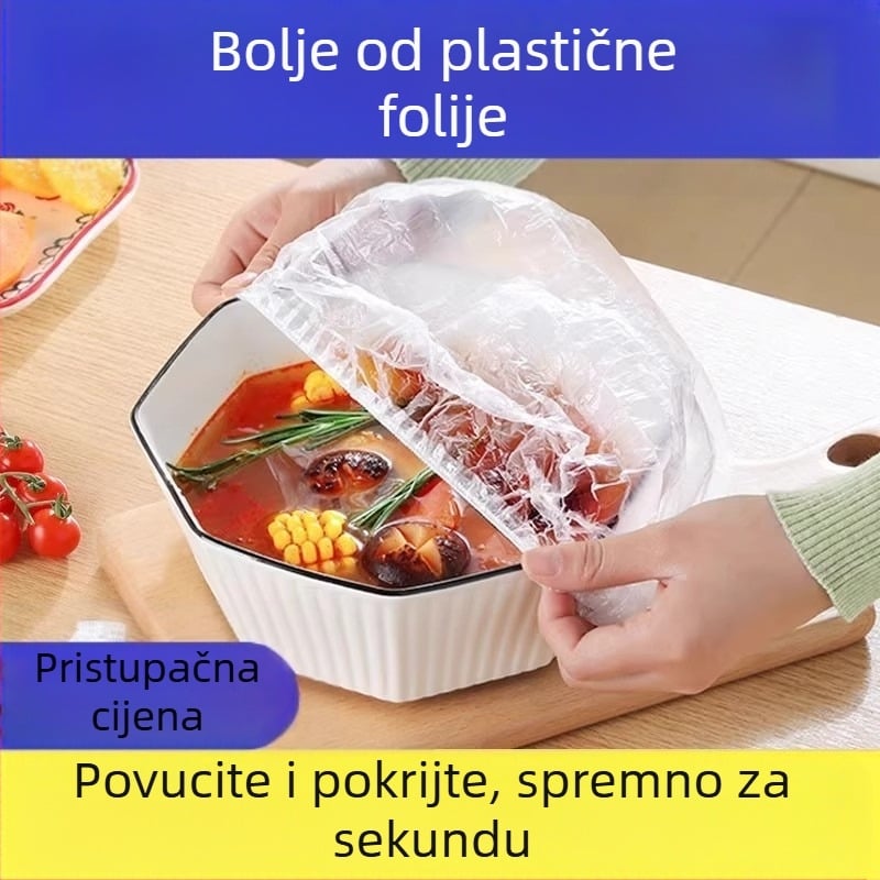 Plastična folija za jednokratnu upotrebu, poklopac za ostatke kućnog hladnjaka otporan na muhe, univerzalni poklopac od plastične folije za zdjelu, poklopac za zdjelu
