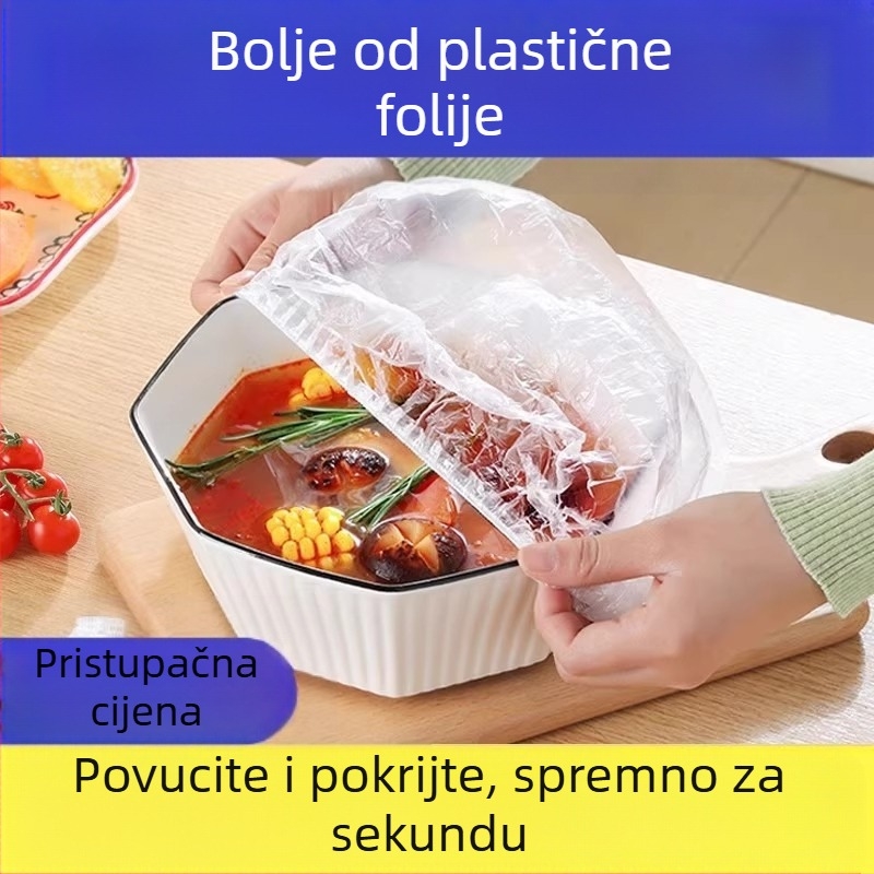 Plastična folija za jednokratnu upotrebu, poklopac za ostatke kućnog hladnjaka otporan na muhe, univerzalni poklopac od plastične folije za zdjelu, poklopac za zdjelu