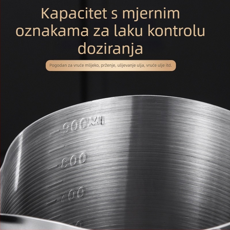 Mali lonac za mlijeko u mjerilu 304 s drvenom ručkom, mali lonac, lonac za ulje prehrambene kvalitete velikog kapaciteta, produbljivanje posebnog lonca za mlijeko u mlijeku